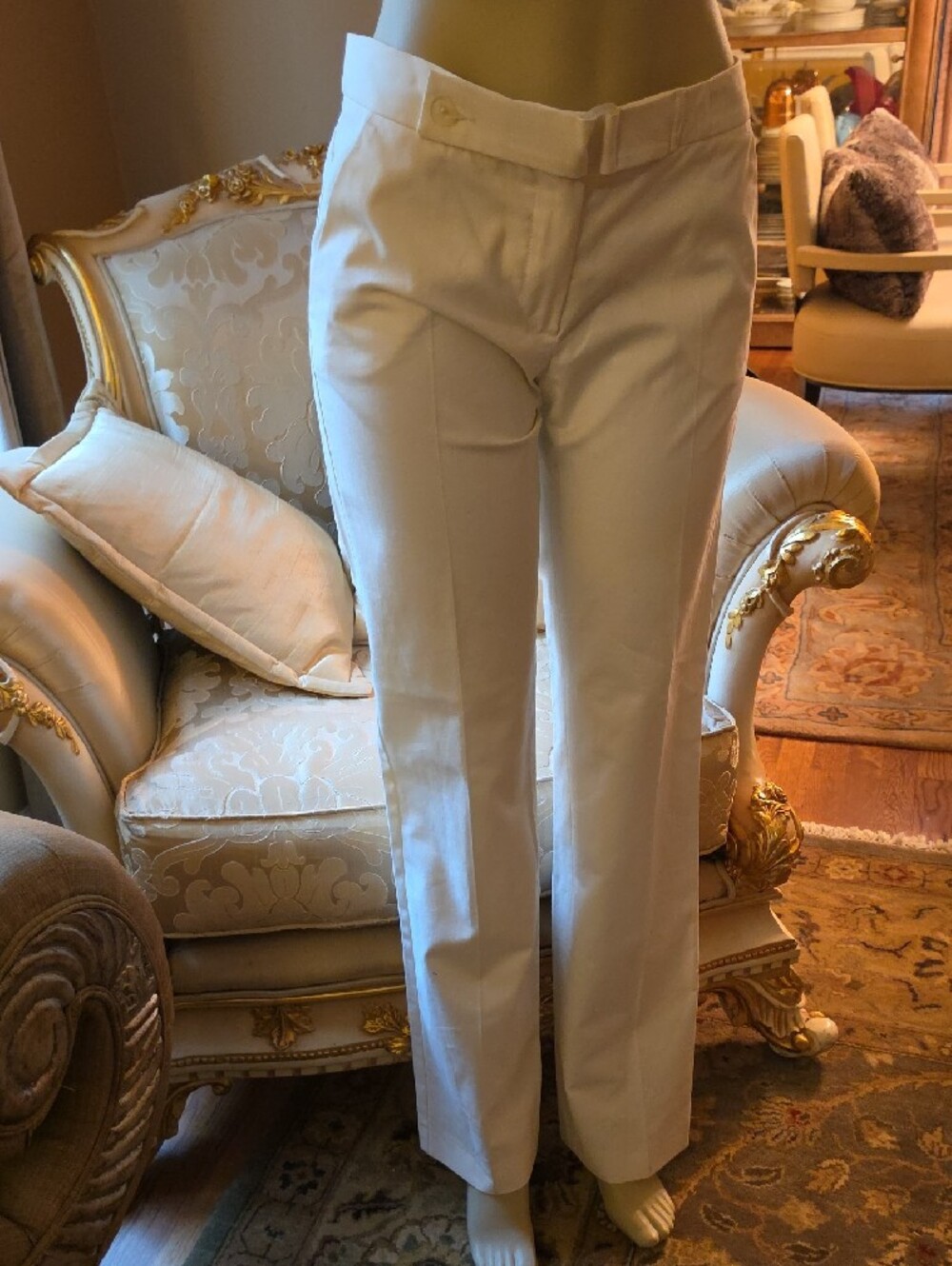 Women's Cream Straight-Leg Dress Pants - Picture 2 of 8